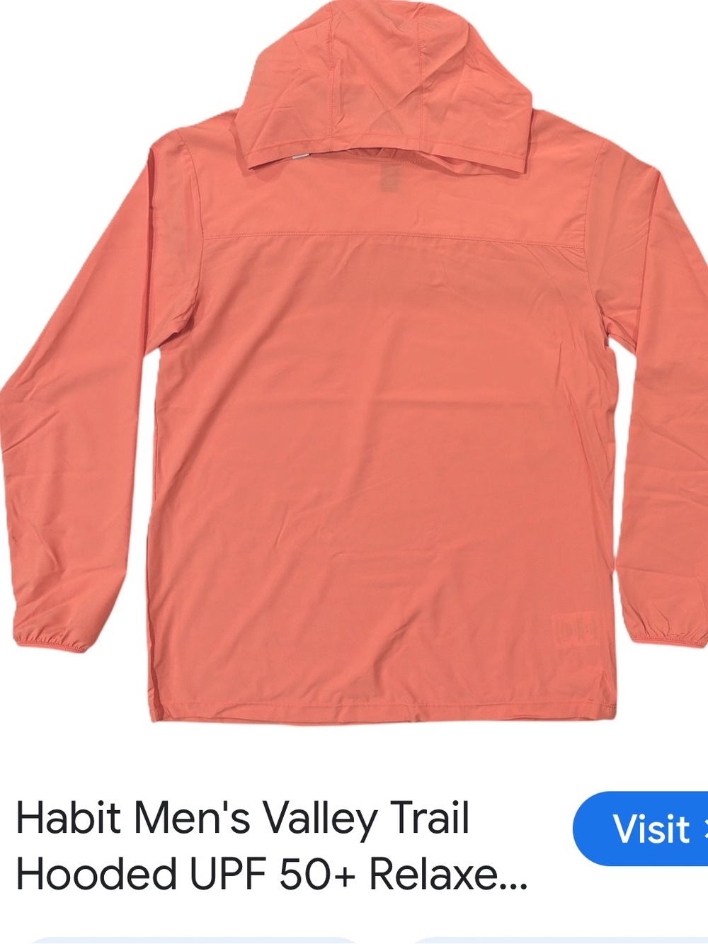 Habit Men's Valley Trail Hooded Swim Rash Guard in Coral